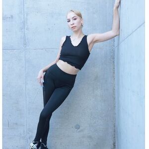 Black yoga pants with sheer sides